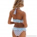 Susupeng Women’s Halter Floral Print Striped Ruffles Backless Two Piece Bikini Bathing Suit Swimwear Blue B07DB7XY4W